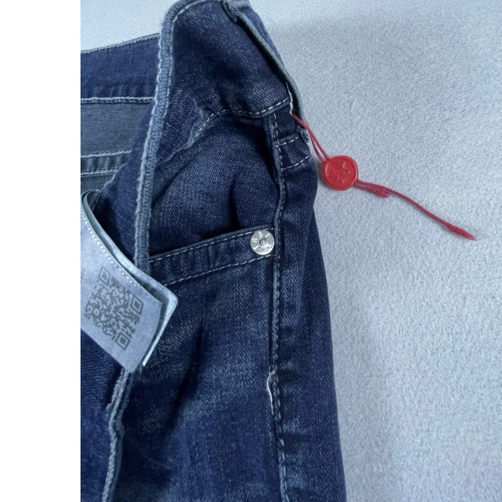True Religion‎ Jeans Men 40 Blue Rocco Relaxed Skinny No Flap Dark Wash NWOT